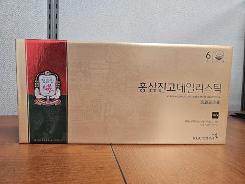 Ginseng Honey Sticks com Cogumelo Poria, Extrato de Rehmannia [CheongKwanJang – Hong Sam Jin Go Daily] Extrato Líquido de Ginseng Vermelho Coreano, Energético Natural para Homens – 100% Original