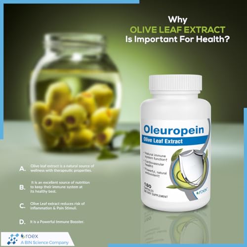 Vitamins | Oleuropein Olive Leaf | Suplemento Alimentar | Coração Saudável | Reforço do Sistema Imunológico | Suplemento Natural | 180 Cápsulas - Roex