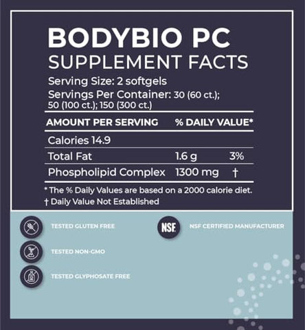 Phosphatidylcholine 60 Softgels – Potencializador Nootrópico para a Saúde Cerebral – Clareza Mental para Foco e Memória – Neuroproteção para Envelhecimento Saudável - BodyBio