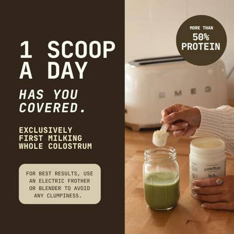 COWBOY COLOSTRUM - Pó de Colostro Bovino – O Exclusivo Primeiro Leite Materno Integral – Suplemento de Colostro Alimentado com Grama para Saúde Intestinal, Imunidade e Pele