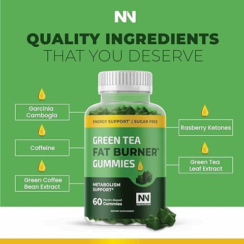 Nobi Nutrition - Gummies Queimadores de Gordura e Comprimidos de Chá Verde para Perda de Peso | Suporte Completo para Perda de Peso com Café Verde | Marca: Fat Burn