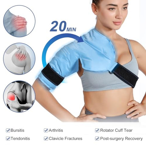 Bolsa de Gelo para Ombro com Terapia Fria para Alívio da Dor no Manguito Rotador - REVIX