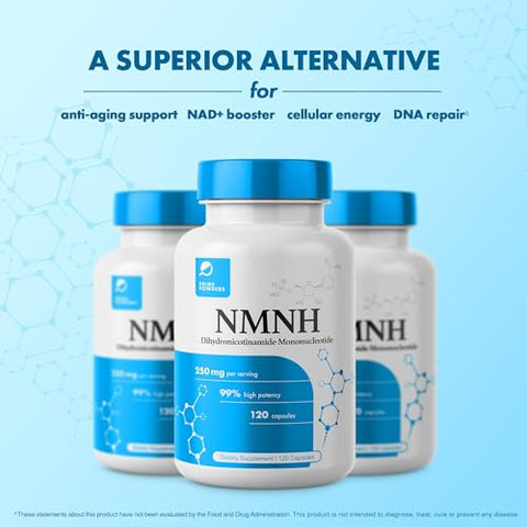 Prime Powders - NMNH: Suplemento NAD NR de Suporte NAD (250mg por Porção), 120 Cápsulas – Mononucleotídeo de Dihidronicotinamida