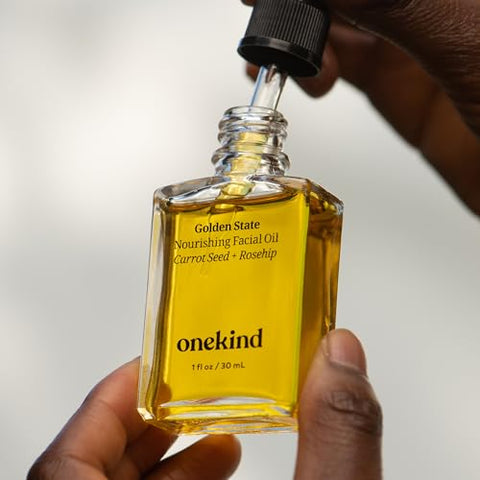 Óleo Facial Nourishing All-Natural Golden State da Onekind, Não Comedogênico, Anti-Envelhecimento com Extrato de Espinheiro Marítimo, Rosa Mosqueta, Semente de Cenoura e Óleo de Damasco para