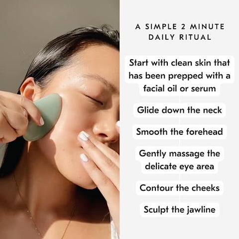 Mount Lai - Monte Lai – Ferramenta de Levantamento Facial Jade Gua Sha | Ferramenta de Escultura Facial para Cuidados com a Pele | Guasha para Rosto e Corpo | Ferramentas de Massagem Facial para Aliviar Tensão Muscular e Reduzir