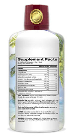 Tropical Oasis - Suplemento Líquido Completo para Articulações Joint Complete Premium – com Glucosamina, Condroitina, MSM, Ácido Hialurônico – para Saúde Óssea e Articular – Absorção Máxima de 96%% – 960ml, 32 porções