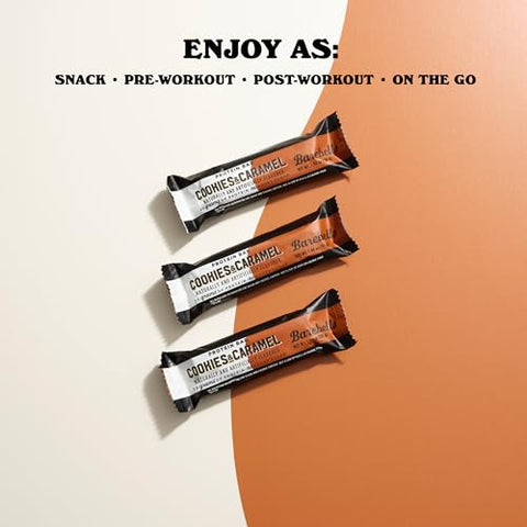 BAREBELLS - Barebells Cookies e Caramel – 12 Unidades, Barras de 53g – Snacks Proteicos com 20g de Proteína – Barra de Chocolate Proteico com 1g de Açúcares – Lanche Proteico para Levar