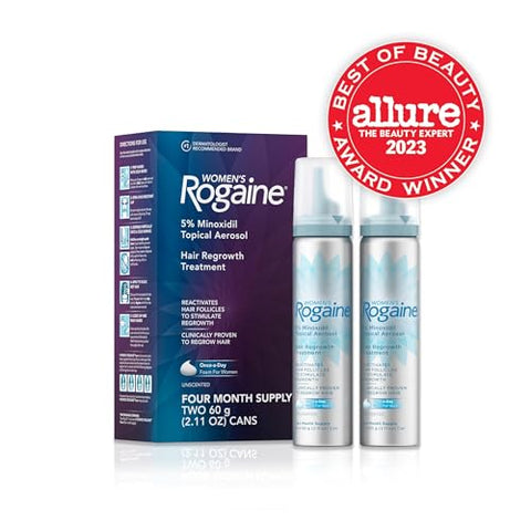 Mulheres Espuma Minoxidil 5%% Tratamento Diário Queda de Cabelo 4 Meses 2 x 60 g - Rogaine