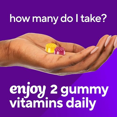 MultiVites Gummy Multivitaminas para Adultos com 12 Vitaminas e Minerais, Sabor de Frutas Vermelhas, Pêssego e Laranja, Líder em Vitaminas Gummy nos EUA, Suprimento para 75 Dias, 150 g - Vitafusion