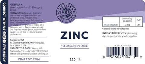 Zinco Líquido Orgânico, 57 Porções – Sulfato de Zinco Livre de Álcool – Suporte à Saúde Imunológica - Vimergy