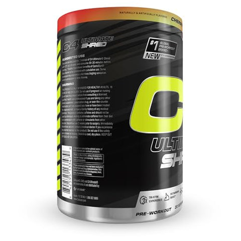 C4 Ultimate Shred – Pó pré-treino com extrato de pimenta caiena 300mg cafeína TeaCrine Dynamine – Sabor cereja limonada, 20 porções - Cellucor
