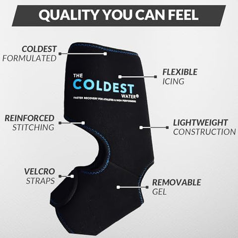 The Coldest Water - Envoltório de Gelo para Alívio da Dor no Tendão de Aquiles, Fascite Plantar e Pés Doloridos | Melhor para Lesões no Tendão de Aquiles | Compressa de Gelo com Gel de Resfriamento | Marca: Coldest Foot