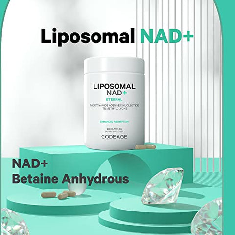 Liposomal NAD – Suplemento de NAD Nicotinamida Adenina Dinucleotídeo – 500 mg por Porção - Codeage