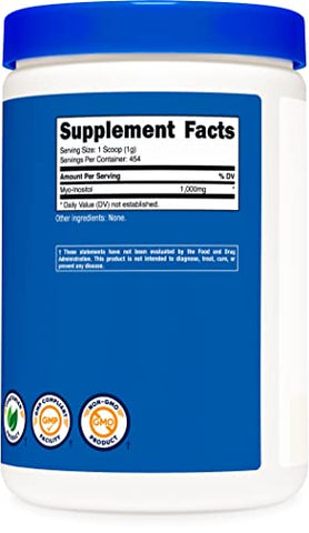 Inositol em Pó 454g – Livre de Glúten, Não-OGM - Nutricost