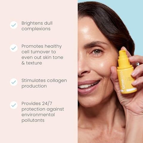 Serum Vitamina C E Ácido Ferúlico – 30ml – Fórmula Leve e Não Oleosa – Use Diariamente para Iluminar e Restaurar - Timeless Skin Care