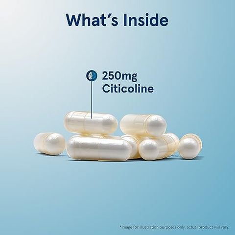 Cápsulas de CDP Colina, Suplemento Alimentar de 250 Mg para Memória e Saúde Cerebral, 60 Cápsulas Vegetarianas, Fornecimento de 60 Dias - Jarrow Formulas