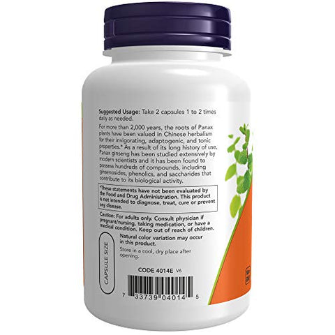 Suplementos, Panax Ginseng (Raiz) 500 mg, Erva Adaptogênica*, 250 Cápsulas Vegetais - NOW Foods