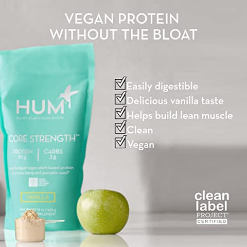 Core Strength – Proteína em Pó de Baunilha para Fortalecimento do Core – Vegana e Amiga da Digestão – 15 Porções - HUM