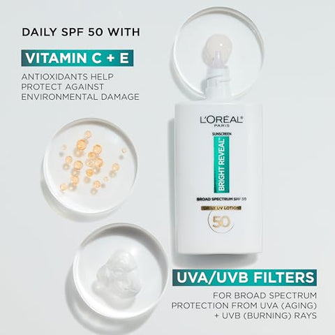 L'Oreal Paris - L’Oreal Paris Bright Reveal Loção FPS 50 UV Diária, 50 ml – Amostra Hidratante