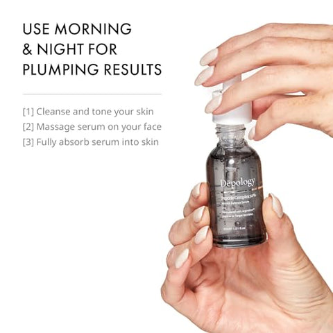 Peptide Complex 10%% Defesa contra rugas | Soro de Peptídeo Argireline™ | Soro Hidratante para o Rosto que combate Rugas Dinâmicas | Vitamina C - depology