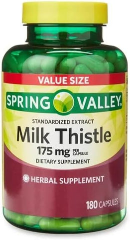 Spring Valley Extrato Padronizado de Cardo Mariano, 175 mg, 180 Comprimidos – Tamanho Econômico. Sem Glúten, Levedura, Trigo, Leite ou Derivados do Leite, Lactose, Açúcar ou Soja - Convergence