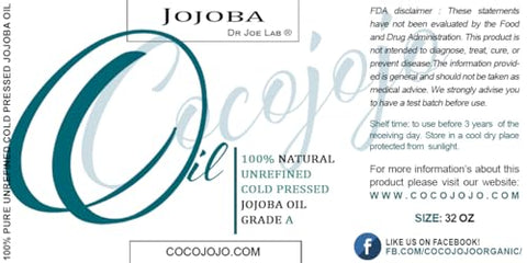 cocojojo - Óleo de Jojoba Puro Natural 100% Prensado a Frio Não Refinado para Óleos Essenciais, Limpeza, Hidratante Facial, Hidratante Capilar, Ouvidos, Cílios, Massagem, Maquiagem  JOJOBA OIL