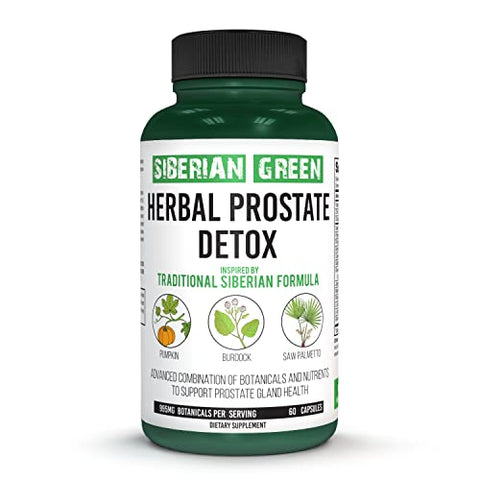 Siberian Green - Desintoxicação Prostática Herbal 60 Cápsulas – Fórmula Tradicional Siberiana de Abóbora, Palmeira Anã e Bardana