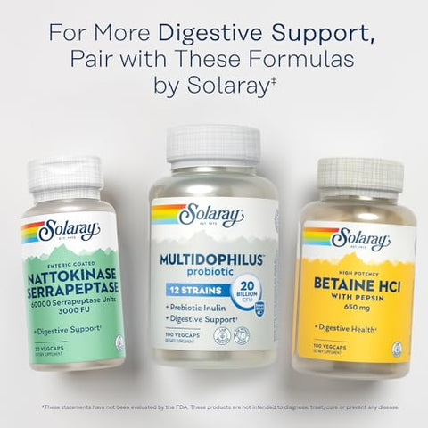 SOLARAY - Solaray Nattokinase Serrapeptase – Suplemento Enteric Coated – 3000 FU – Suporte Circulatório, Cardiovascular e Sinusal – Verificado em Laboratório, Garantia de 60 Dias – 30 Cápsulas