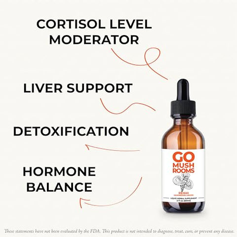 GO Mushrooms - Tintura de REISHI – Suplemento de Corpo Frutífero de Cogumelo Extraído em Dual para Apoiar o Descanso