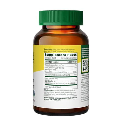 Blood Builder – Aumenta os Níveis de Ferro Clinicamente Comprovado sem Efeitos Colaterais – Suplemento de Ferro para Mulheres com Vitamina C, Vitamina B12 e Ácido Fólico – 60 cápsulas - MegaFood