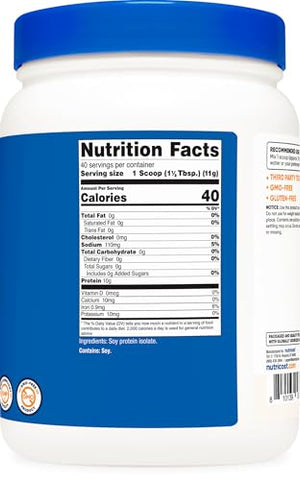 Proteína Isolada de Soja em Pó, 454g – 10g de Proteína por Porção, Vegano, Livre de Transgênicos - Nutricost