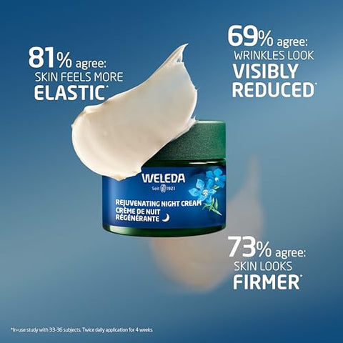 Creme Noturno Rejuvenescedor para o Rosto, Hidratante Vegetal com Genciana Azul e Edelweiss – 50g - Weleda