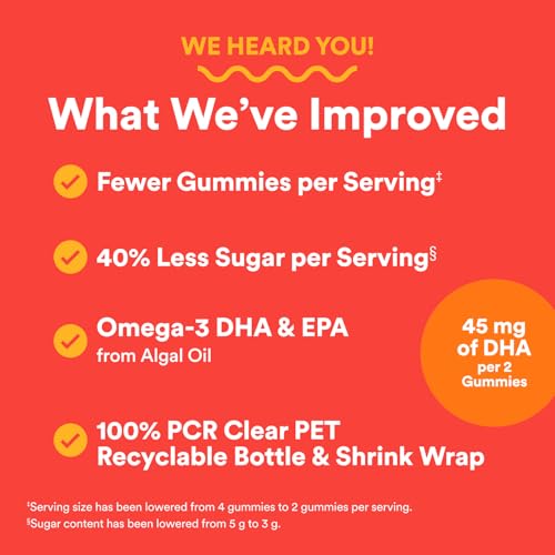 Kids Multivitaminas Gomas – Fórmula Aprimorada: Ômega 3 (DHA/EPA), Vitaminas D3, C, B12, B6, A, K | SmartyPants Kids Gomas Multivitamínicas Aprimoradas - SmartyPants