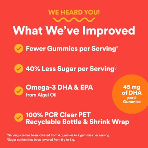Kids Multivitaminas Gomas – Fórmula Aprimorada: Ômega 3 (DHA/EPA), Vitaminas D3, C, B12, B6, A, K | SmartyPants Kids Gomas Multivitamínicas Aprimoradas - SmartyPants