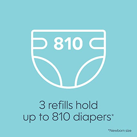 Diaper Genie - Refis de sacos para Diaper Genie 270 unidades (pacote com 3) com Máxima Vedação de Odor | Armazena até 810 fraldas de recém-nascido | Marca