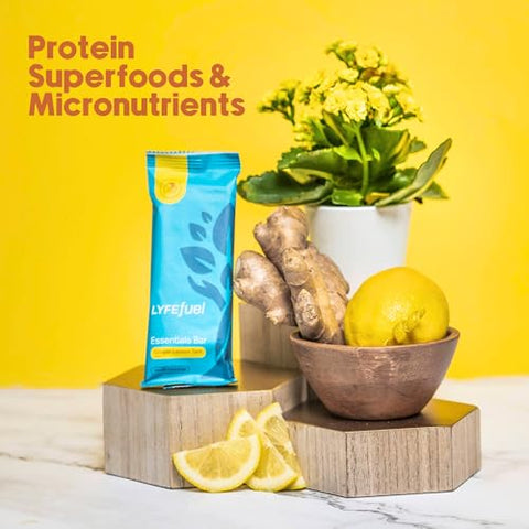 Barras de Nutrição Essencial LyfeFuel | Barra de Proteína Vegana | 100% Natural e Saborosa | 20g de Proteína por Porção