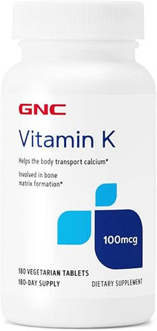 Vitamina K 100mcg, 180 Comprimidos, Auxilia o Transporte de Cálcio pelo Corpo - GNC