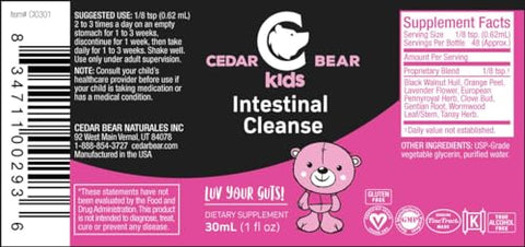 Cedar Bear Naturales - Cedar Bear – Limpeza Intestinal para Crianças, Suplemento Herbal Líquido para Desintoxicação e Limpeza Digestiva com Ervas Naturais, Gotas de Limpeza Intestinal sem Álcool para Crianças, 30 ml