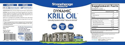 Ômega-3 EPA, DHA, Fosfolipídios de Absorção Superior 1.600 mg (Triplo Forte) Óleo de Krill Dinâmico do Oceano Antártico – Marca Stonehenge Health - Stonehenge Health