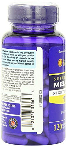 Puritan's Pride - Puritan’s Pride Melatonina 10 mg – Auxílio para dormir e relaxar – 120 cápsulas (3-Pack)