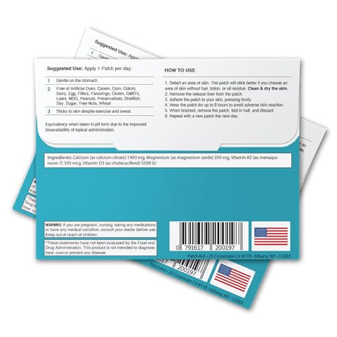 Patch Aid - PatchAid – Adesivo Tópico de D3/Calcium 30 Dias – Fornecimento de 30 Dias