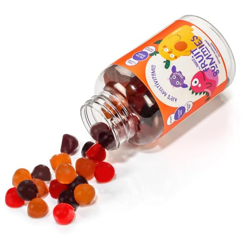 Kids Vitamin Gummies – Vitaminas Infantis A, C, D, E, B6, B12, Zinco – Sem OGM, Sem Glúten, Sem Gelatina – Vegano – 3 Sabores de Frutas – 30 Dias de Fornecimento - NAKED