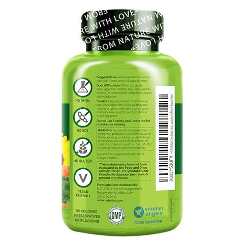 Multivitamínico Diário para Mulheres – Suporte Energético – Suplemento Alimentar à Base de Alimentos Integrais para Nutrir Cabelos, Pele, Unhas – Não-OGM – Sem Soja – Sem Glúten – 240 Cápsulas | Fornecimento de 8 Meses - NATURELO
