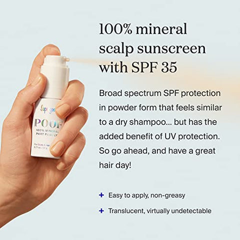 Poof Pó Mineral para o Couro Cabeludo 100% Mineral, 20g – FPS 35 PA Protetor Solar com Amplo Espectro de Proteção UV – Fórmula Livre de Crueldade com Vitamina C – Fácil de Aplicar, Não Oleoso - Supergoop!