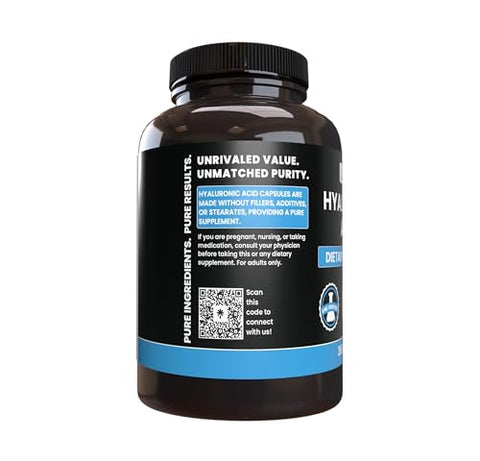 PURE ORIGINAL INGREDIENTS - Hyaluronic Acid Puro Original (365 Cápsulas) Sem Preenchedores de Magnésio ou Arroz, Sempre Puro, Verificado em Laboratório – Ingredientes Originais de Alta Qualidade