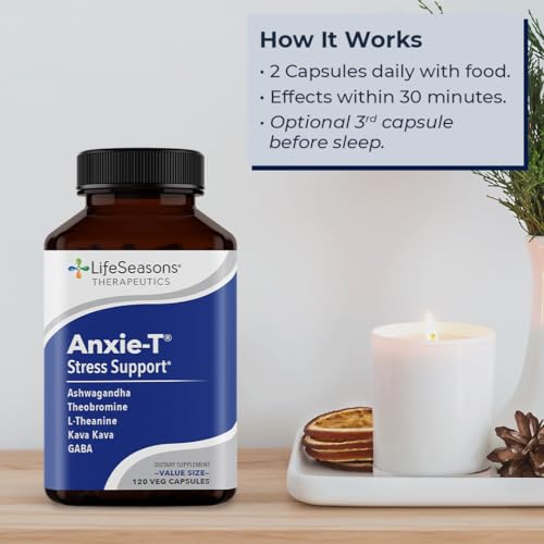 LifeSeasons - Anxie-T – Suplemento para Alívio do Estresse – Suporta o Humor – 60 cápsulas de 500mg