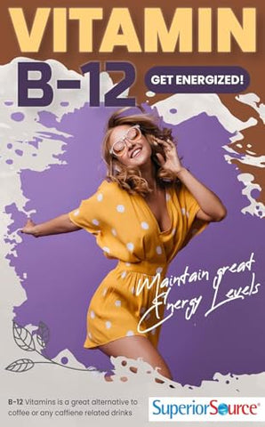 Vitamina B12 Cyanocobalamin 1000 mcg, B6, Ácido Fólico, Vitamina D 1000 UI, Comprimidos MicroLingual de Dissolução Rápida, 100 Unidades, Saúde Óssea, Metabolismo Energético - Superior Source