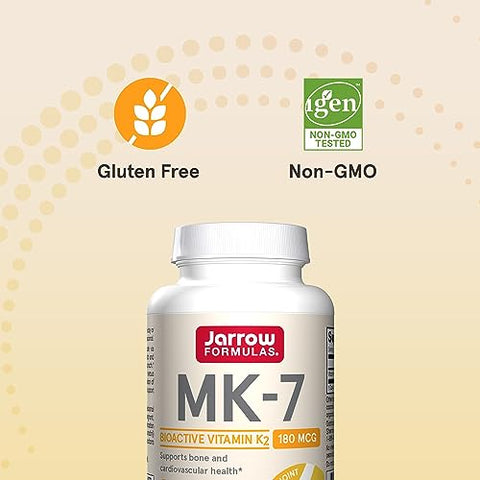 MK-7 180 mcg – Vitamina K2 para Saúde Óssea e Cardiovascular – Suplemento Alimentar – 30 Softgels – 30 Dias - Jarrow Formulas
