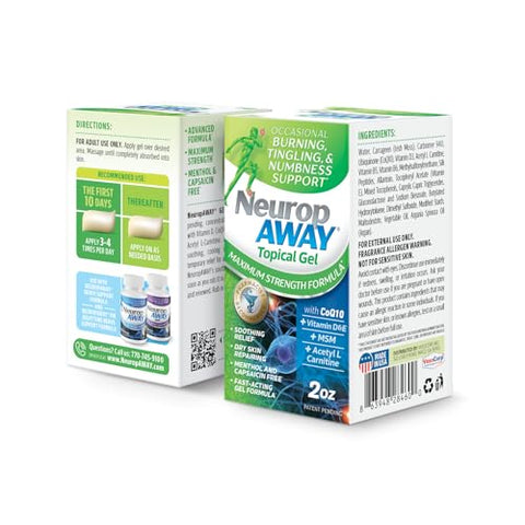 Gel Máxima Potência para desconforto nervoso, queimação, formigamento e dormência 60ml - NeuropAWAY