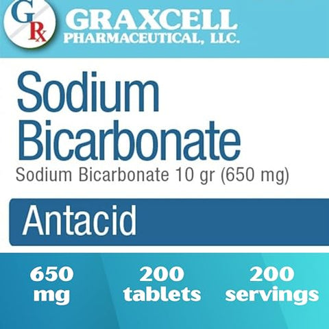 Graxcell - Tabletes de Bicarbonato de Sódio USP 650mg (10 Grãos) | Alívio de Indigestão Ácida, Azia, Má Digestão